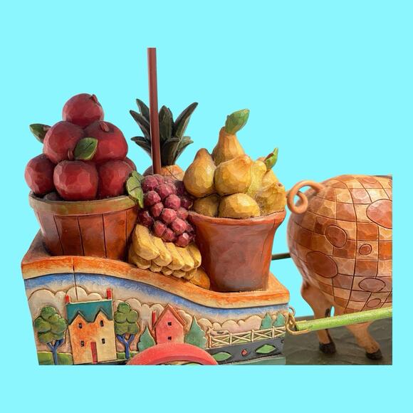 Jim Shore This Little Piggy Went To Market Pig Fruit Cart Heartwood Creek Enesco - Picture 12 of 16